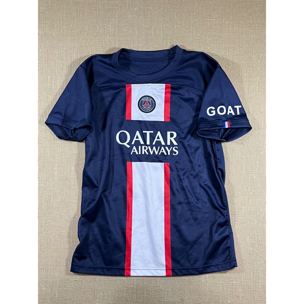 PSG Mbappe 7 Jersey Kids Navy Blue Soccer Shirt Qatar Airways GOAT Short Sleeve